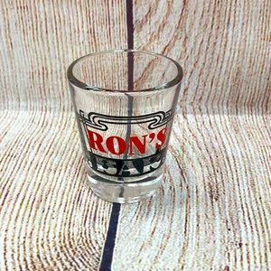 Shot Glass RON’S BAR Clear Red & Black